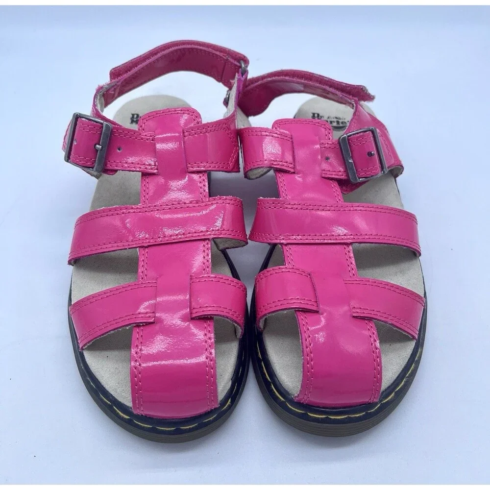 Dr Martens Girls Sailor Sandals Hot Pink Patent Leather US 4